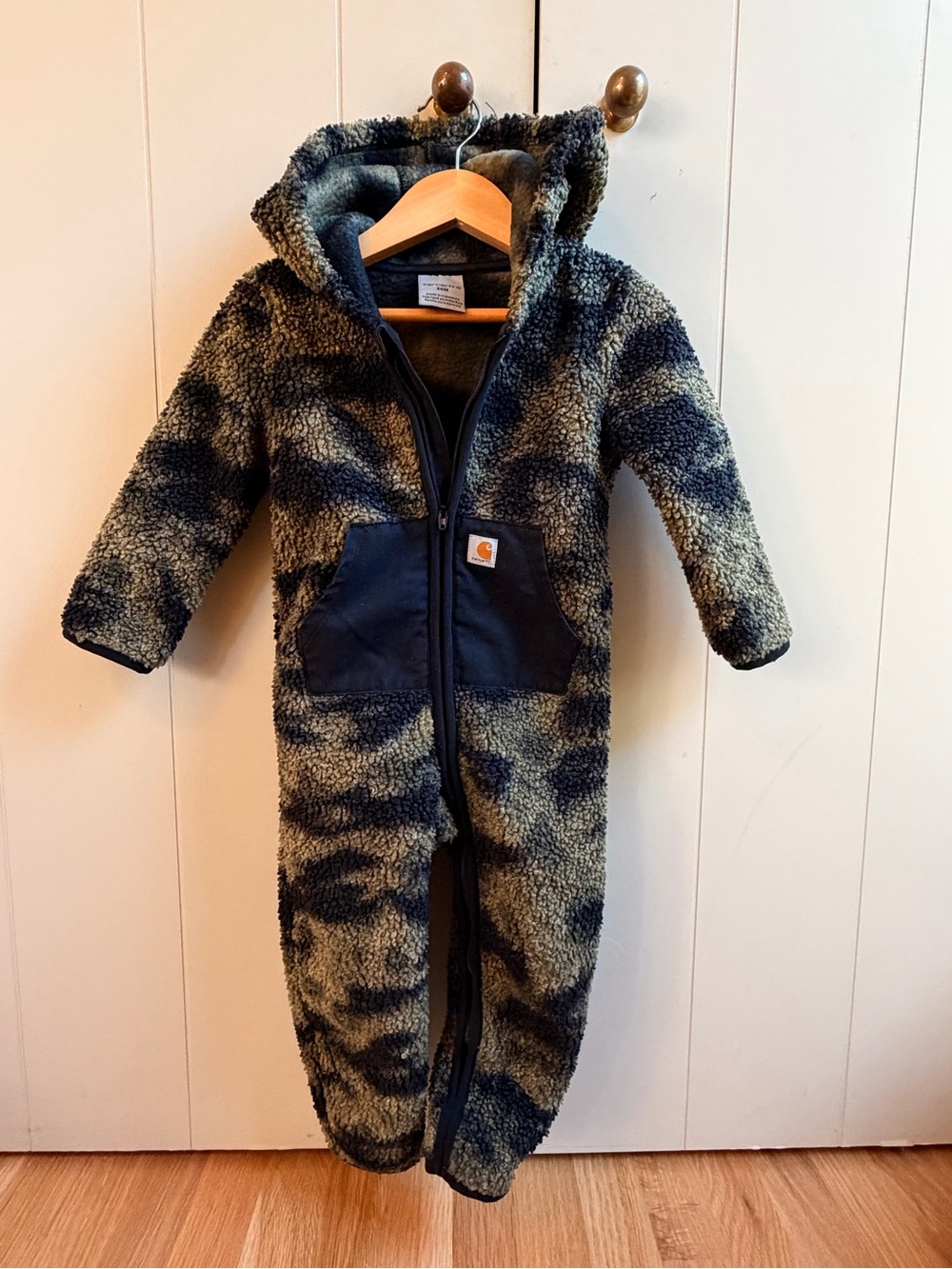 Carhartt Baby Sherpa Fleece Hooded Coverall 24M Woodland Camo